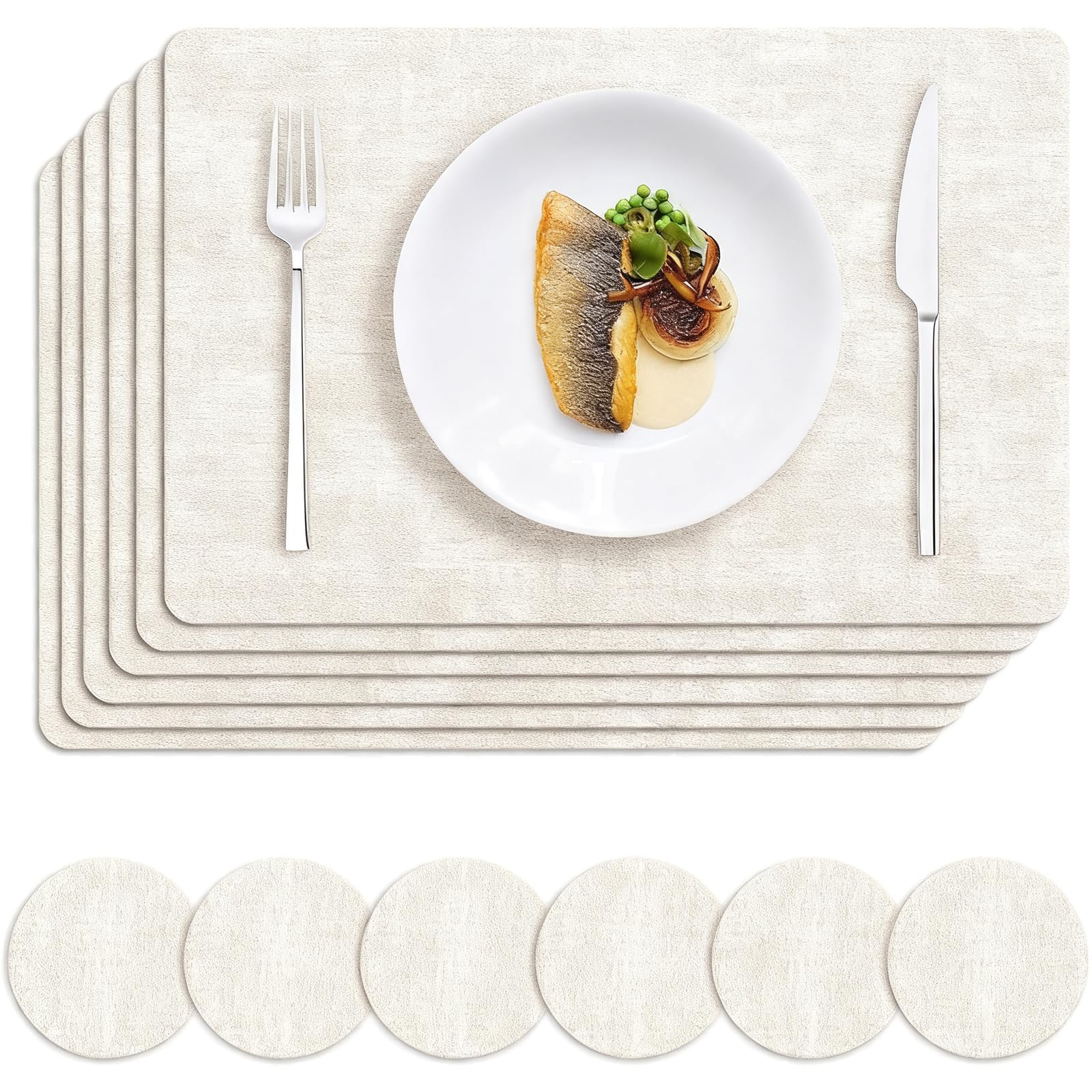 LIXSAZSE Placemats Cloth Washable Set Of 6 Designed To Against Spills While