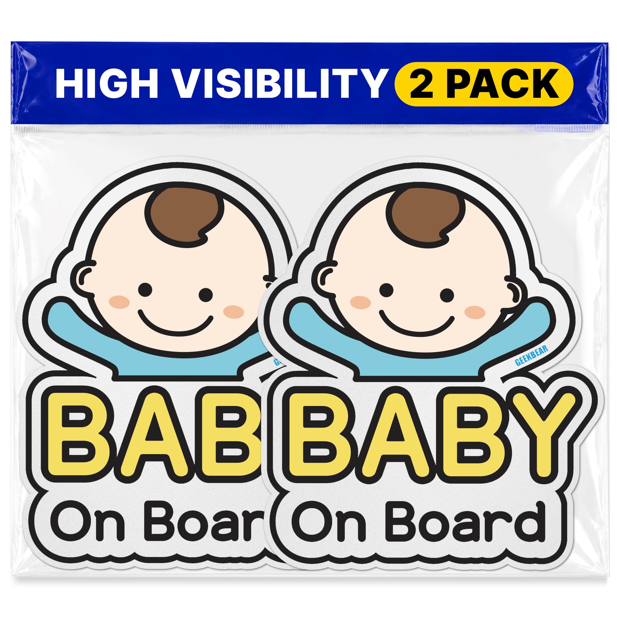 Autocollant voiture Baby on Board GEEKBEAR Basic Boy réfléchissant et résistant