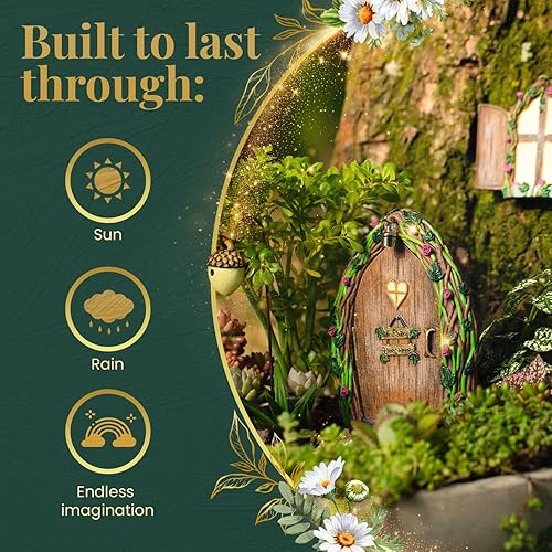 Miniatura 6 de Puerta y ventana de hadas con luz, puertas de hadas para árboles al aire libre, puerta de hadas, kit de casa de hadas, decoración de jardín de