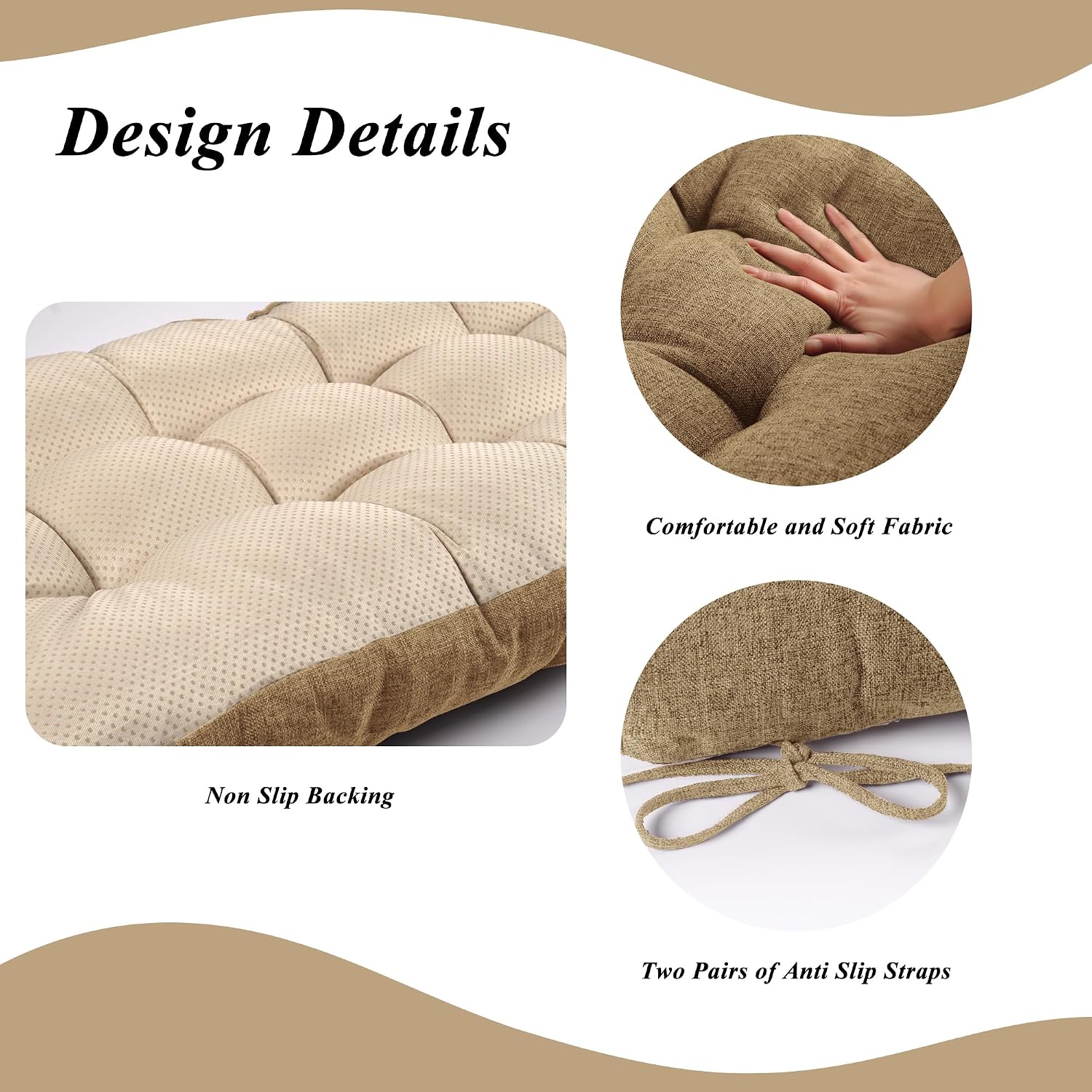 Bench Cushion for Indoor Furniture Rectangle Bench Seat Cushion for Bay Window Entryway Bench Thick Textured Chair Cushion with Non-Slip Backing 1 Pack 48 x 19 inch (1, Taupe)