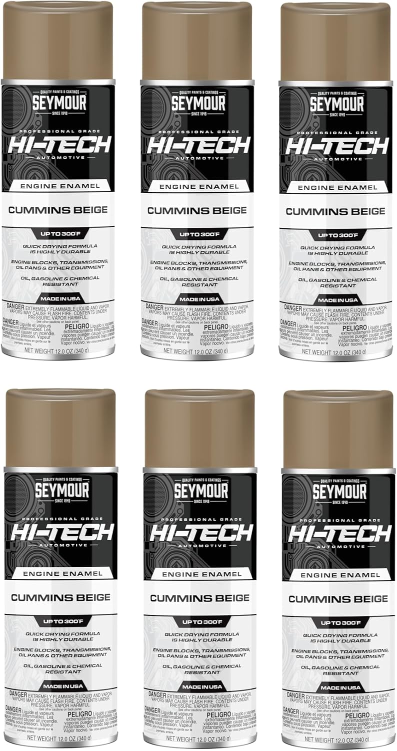 EN-73 – Hi-Tech Engine Enamel Spray Paint — Cummins Beige (12 oz, 6-Pack / 72 oz Total) | Bulk Value Pack | Professional Automotive Engine Coating for OEM Restoration