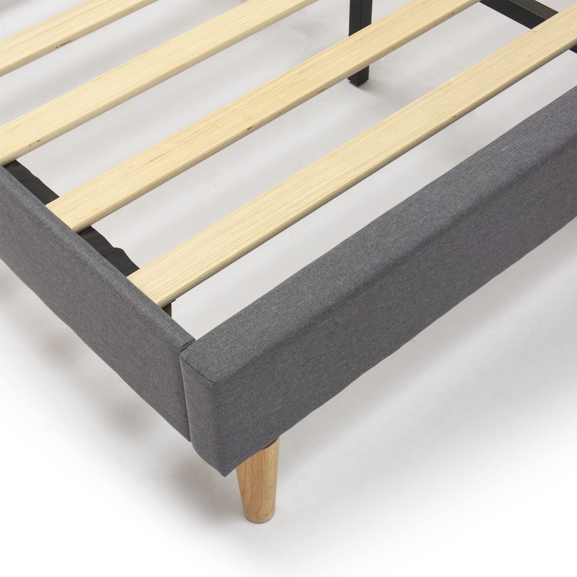 HOMN LIVING Estructura de Cama tapizada Esther de 30 cm, Base para colchón, Somier de láminas de Madera, Montaje Sencillo, 150x190 cm, Gris Oscuro