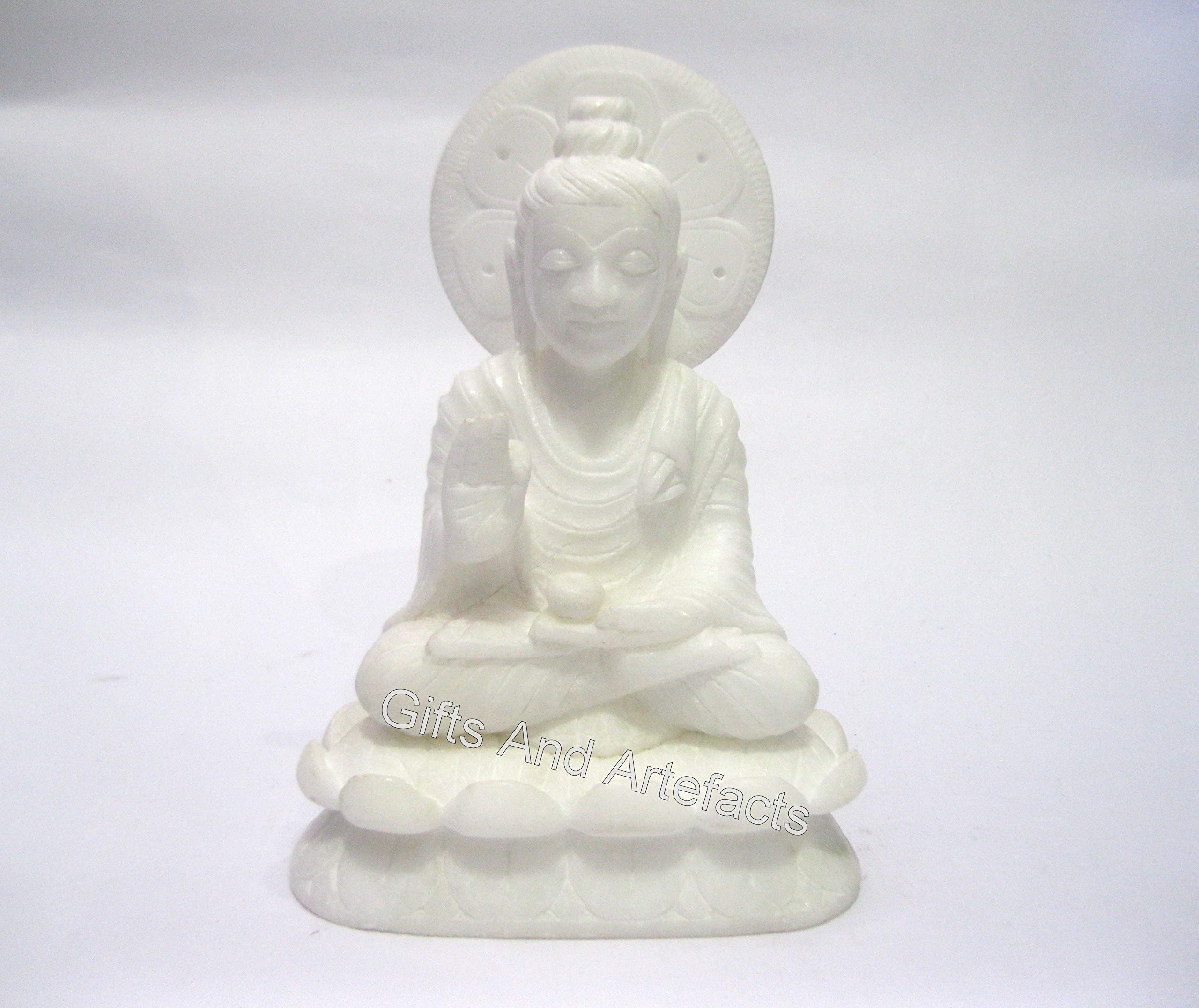 Estatua de Buda para regalo, figura decorativa de Buda I Study Rom Decor Sitting Buddha I hecha a mano Señor Buda Murti I 6.5 pulgadas mármol Dhyan Pose Buddha I Estatua de Buda de mármol blanco