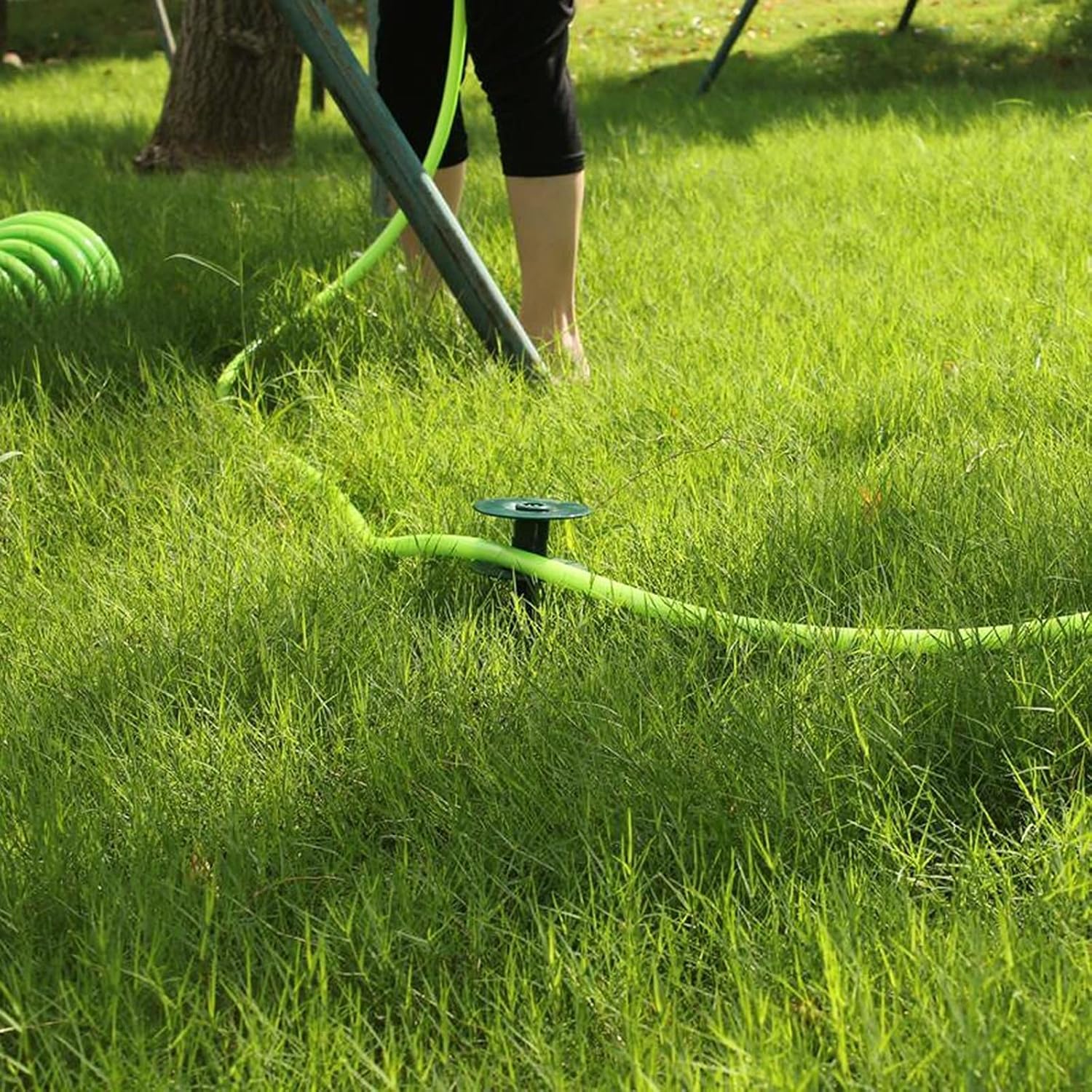 VEUSBJ 5 Packs Hose Guide, 7In Long Metal Spike with Heavy Duty Plastic Reel, Firmly Seated Water Hose Holder Spike Stand, Garden Plant Saver for Lawns, Yards, Gardens, 210429XA01-5-8643-1858400871