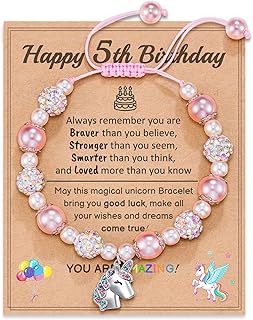 HGDEER Unicorn Girl Birthday Gift, Adjustable Unicorn Bracelet with Message Card and Velvet Pouch, Adjustable Gift Ready Jewelry for Daughter Granddaughter Niece