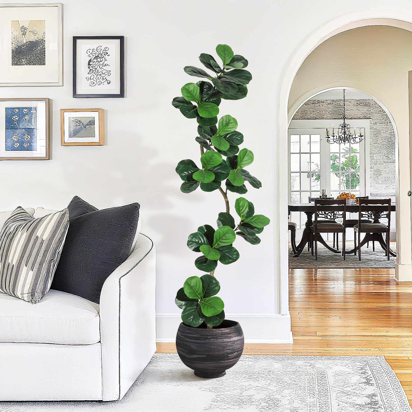 Garvee 210cm Künstliche Pflanzen Fake Pflanzen Künstlicher Fiddle Feigenbaum Mit Weiß Harz Topf Kunstbaum Groß Plastikpflanzen Kunstpflanzen für Drinnen Und DraußEn Zimmer Schlafzimmer Home