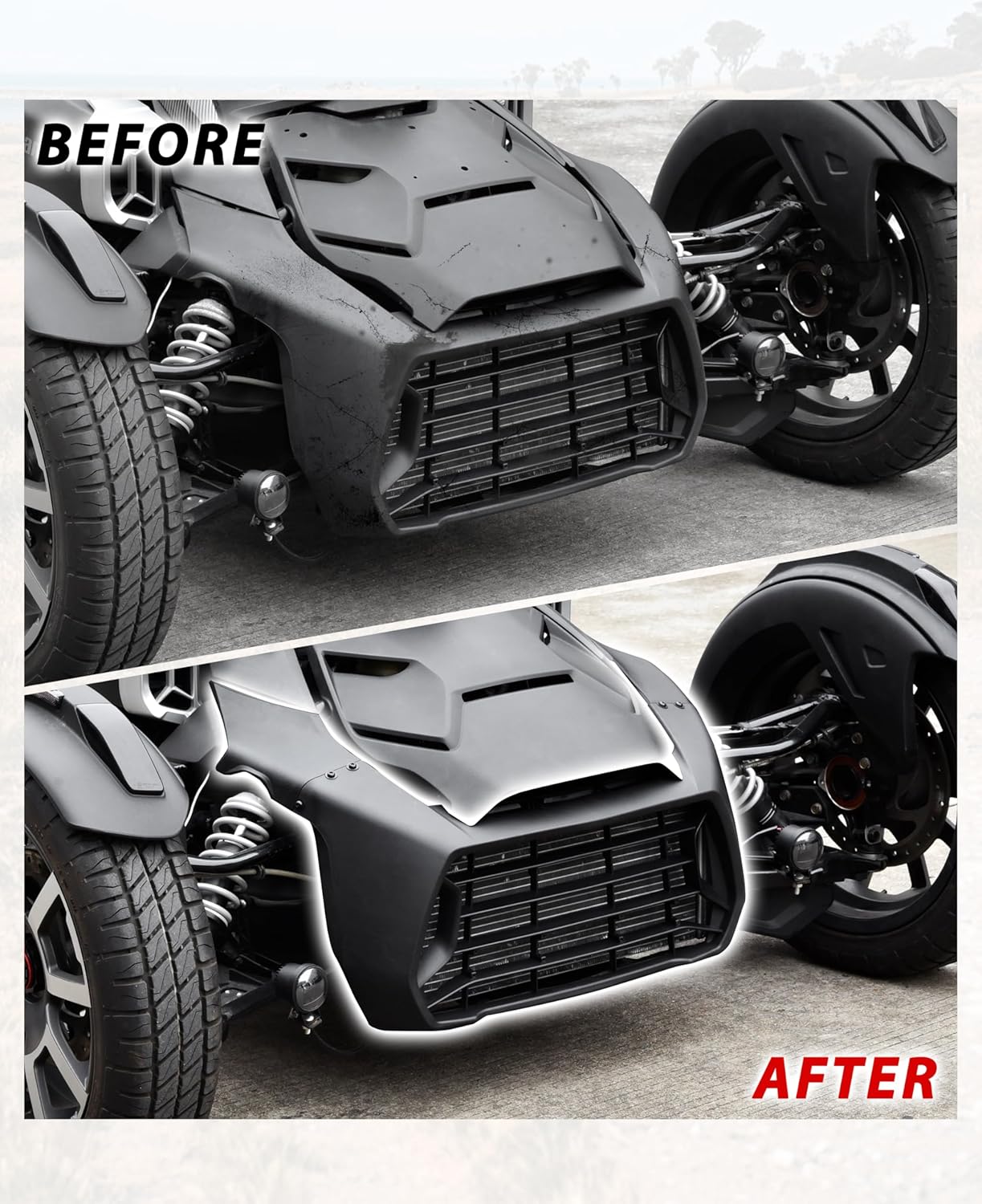 Front Fascia Kit for Can Am Ryker, Combination Front Fascia Black Bumper Guard for Can-Am Ryker 600 900 Sport & Ryker Rally Edition All Models Accessories, Replace #705010722