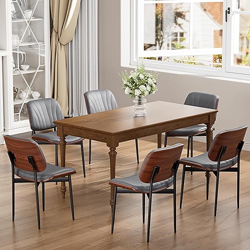 Miniatura 45 de Juego de 4 sillas de comedor, sillas para comedor y cocina, silla de acento moderna de mediados de siglo certificada FSC, sillas tapizadas de piel