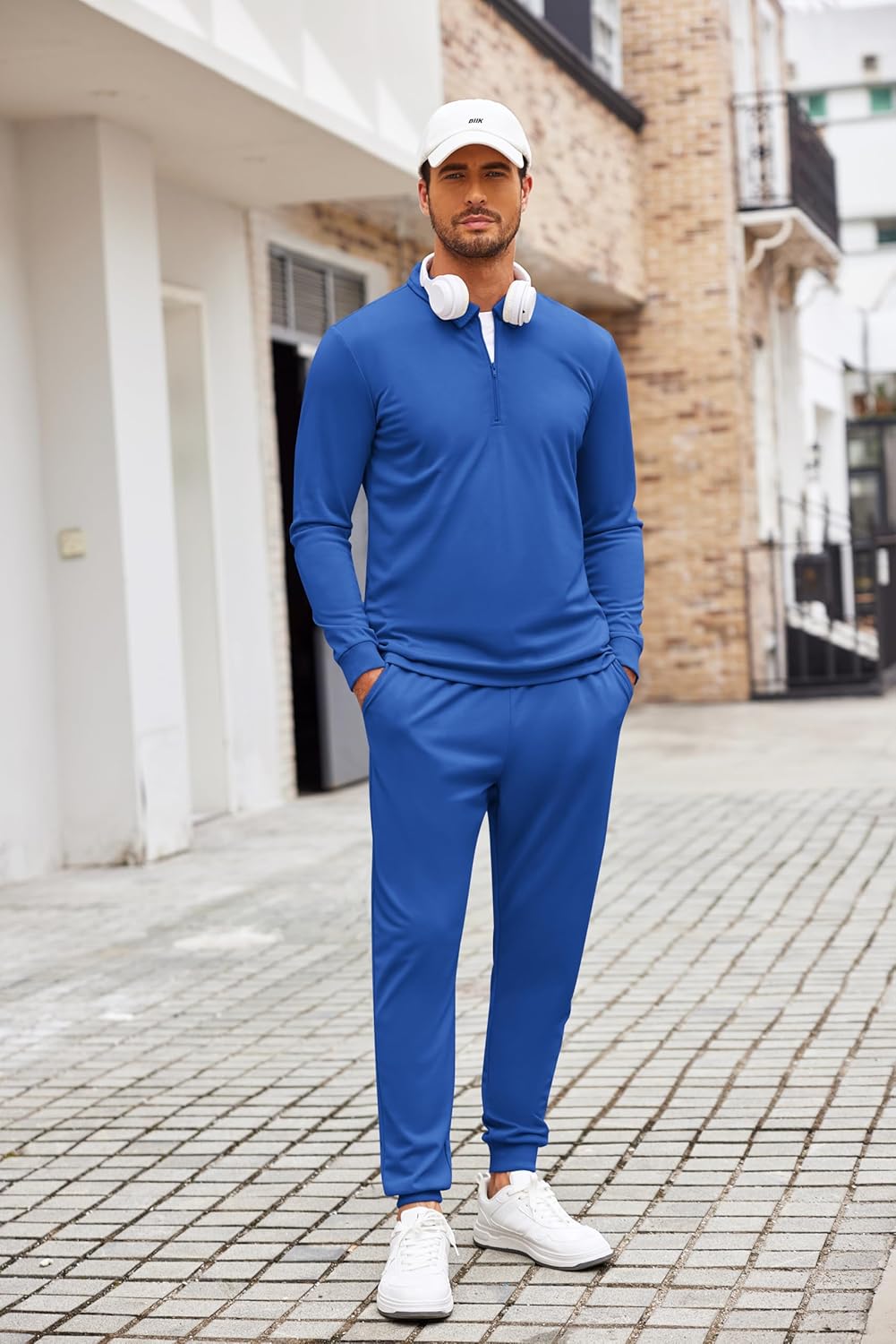 COOFANDY Men's Tracksuit 2 Piece Quarter Zip Polo Athletic Sweatsuits Casual Running Jogging Sport Suit Sets - Image 2