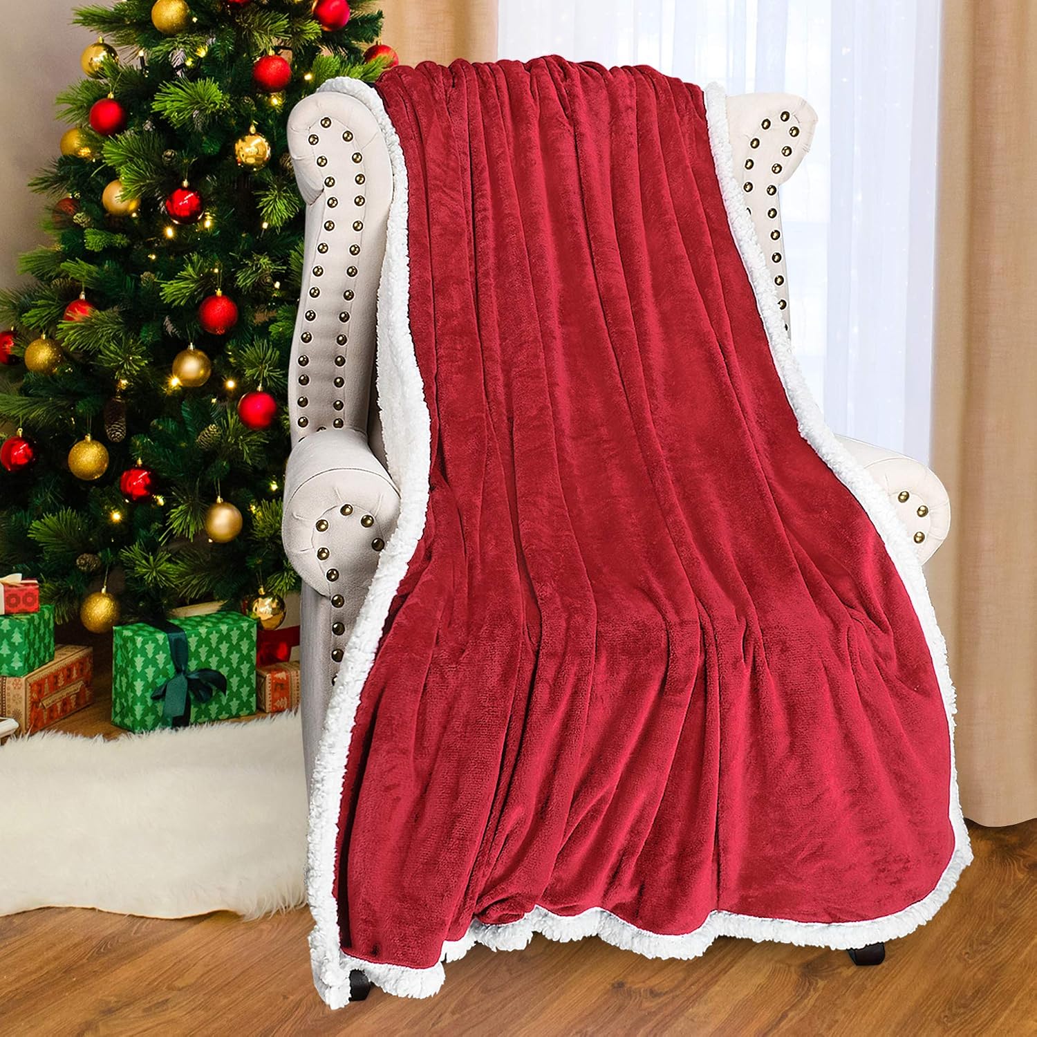 Catalonia Classy Sherpa Fleece Blanket, Reversible Throw Large for Sofa Bed Super Soft All Season Comfort Caring Gift