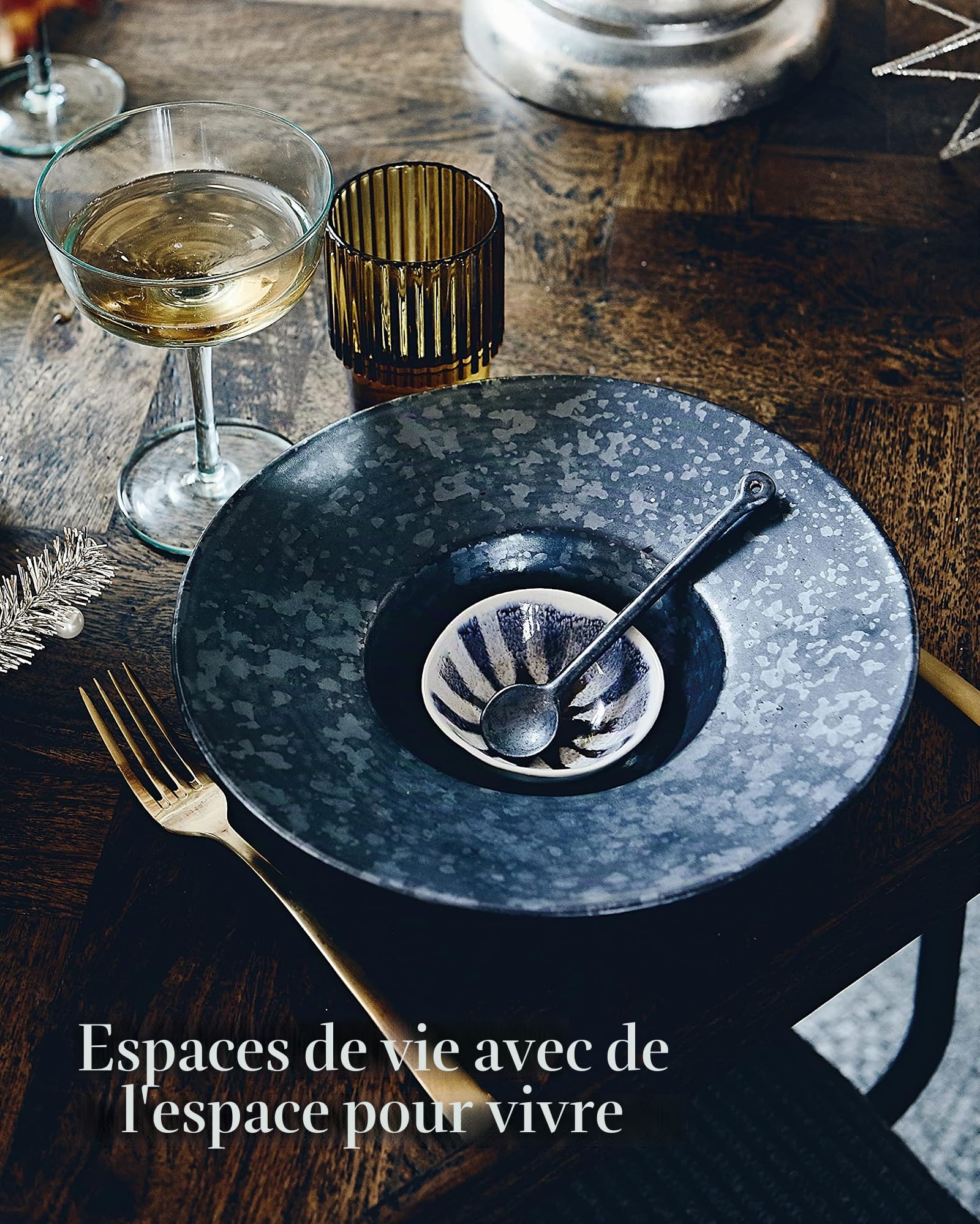 House Doctor Assiette à pâtes Pion noire | Bol profond en faïence | Vaisselle noire | Style Scandi pour une sensation de vie hygge, Pebble Black