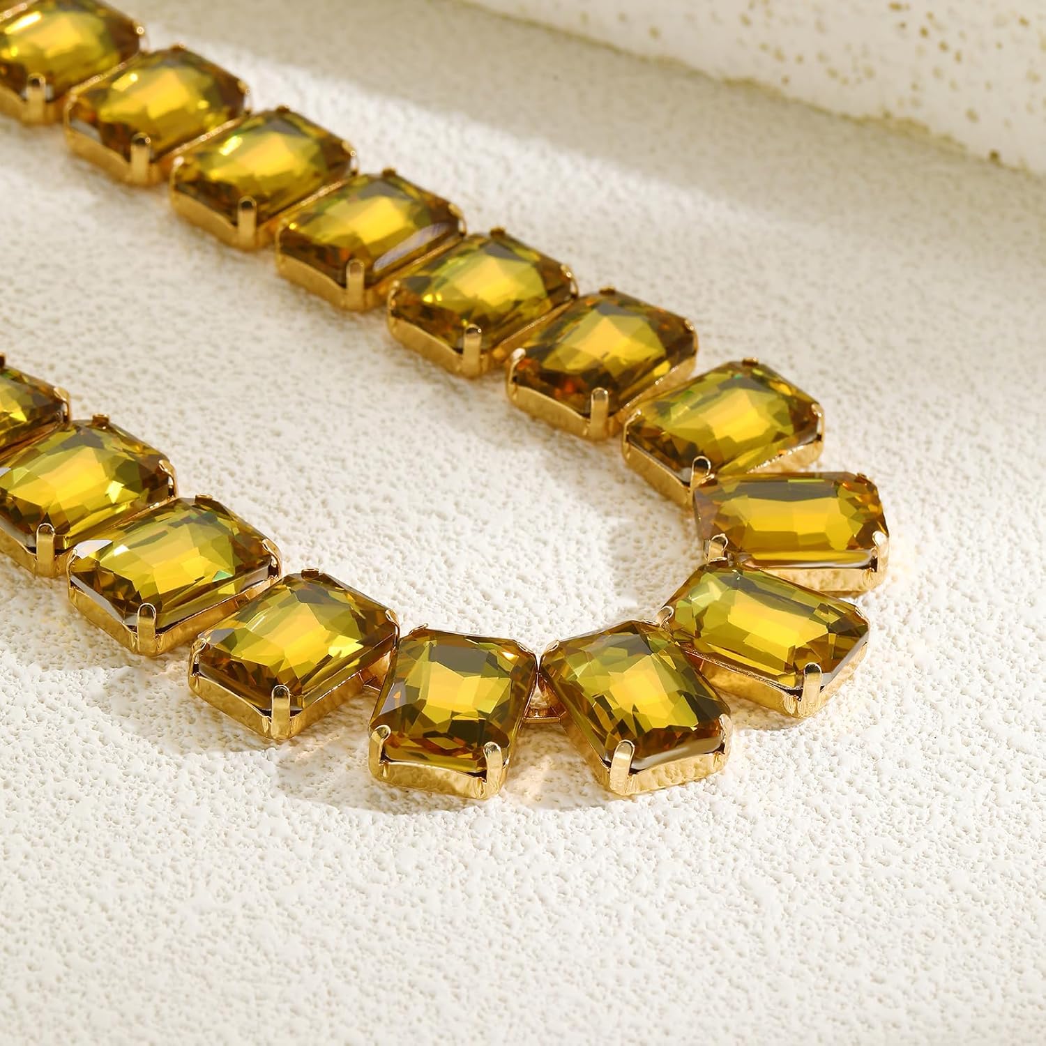 Firstmeet Rectangular Crystal Rhinestone Collar Necklace Wedding Sparkly Colorful Crystal Choker For Women - Image 3