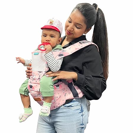 Motherly 6-in-1 Baby Carrier Bag for 6 to 36 Months - Kangaroo Style with Hip Seat for Comfort Carrying (Light Pink Doll)