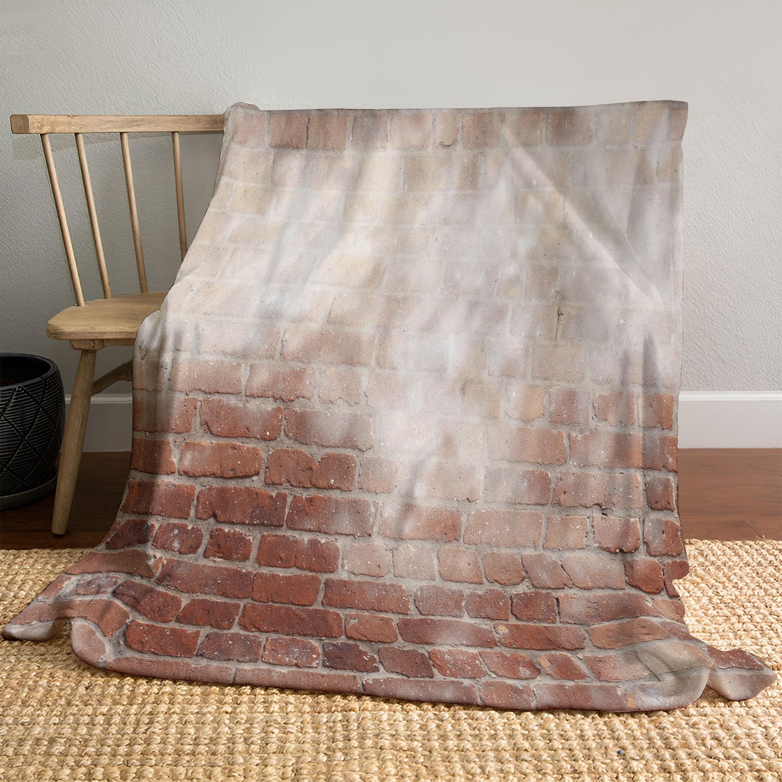 Manta De Franela con Textura De Ladrillo 150x200cm, Suave Cálida Y Cómoda Ideal para Cama Sofá Sillón Y Viaje, Mantita Ligera De Invierno De Estilo Industrial Retro para Uso Diario, Marrón