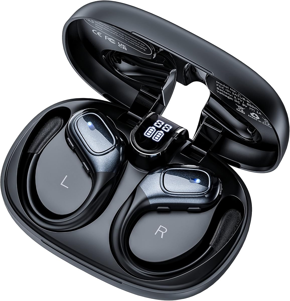 Ulfsaar Draadloos Sport Bluetooth 5.3 Hoofdtelefoon Met 2 HD-microfoon, 90 Uur, Led-display, Ruisonderdrukking, IP7 Waterdicht