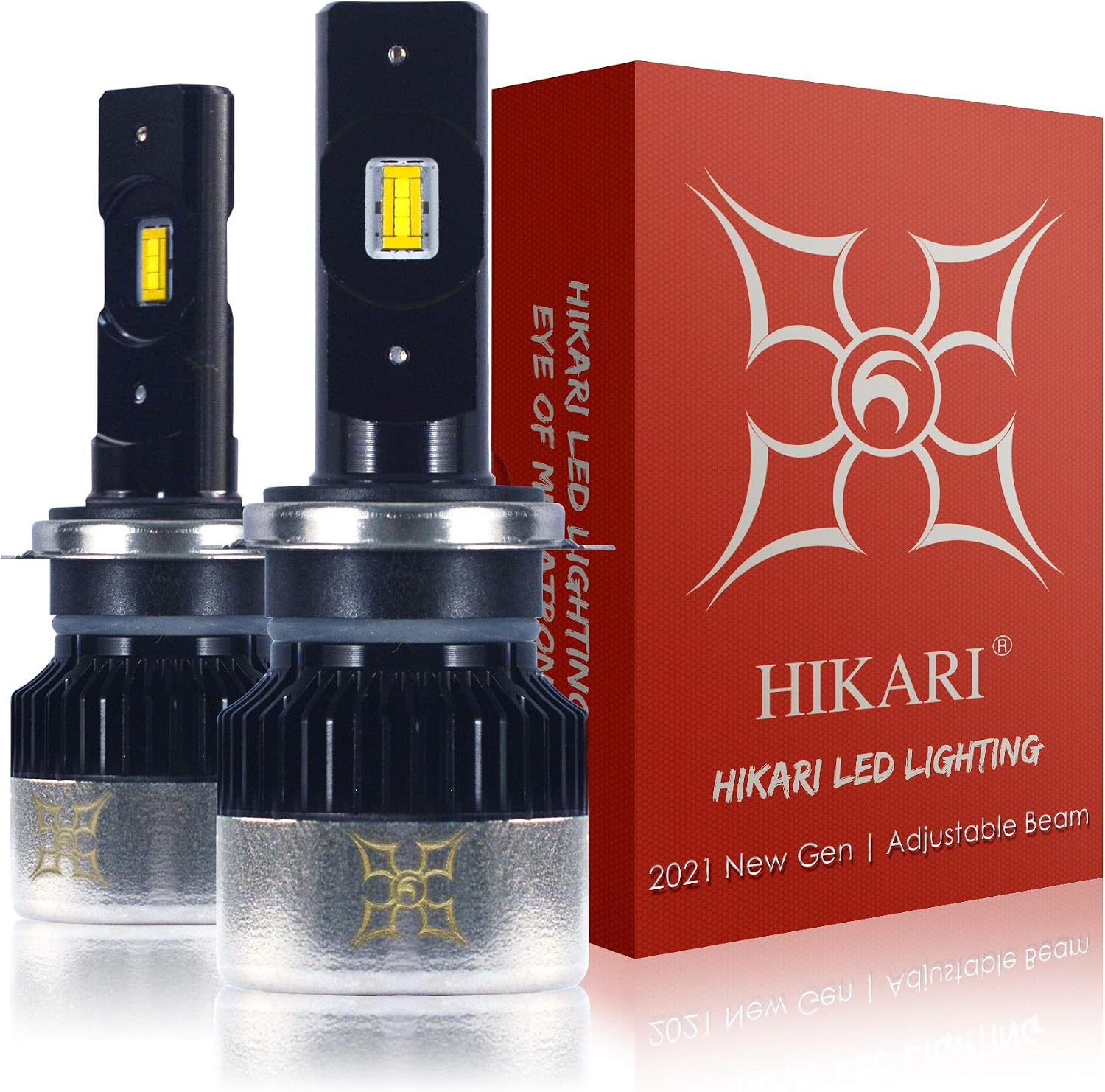 HIKARI H7 LED bulbs, New Gen of Japanese CSP LED Tech, Adjustable Beam, Easy install, Halogen Replacement 6K Cool White Foglight IP68