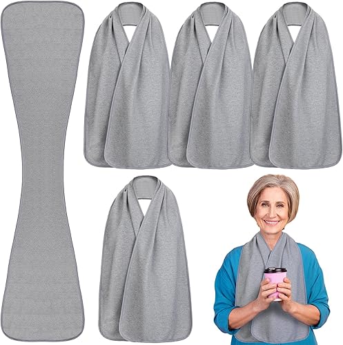 6 unidades de baberos para adultos, bufandas para comer, dignidad, comedor, bufanda, baberos para personas mayores lavables (gris)