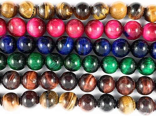 Miniatura 7 de Beadalgo - Cuentas redondas facetadas de ojo de tigre amarillo natural de 0.39 pulgadas para la fabricación de joyas, hilo de 15.5 pulgadas.