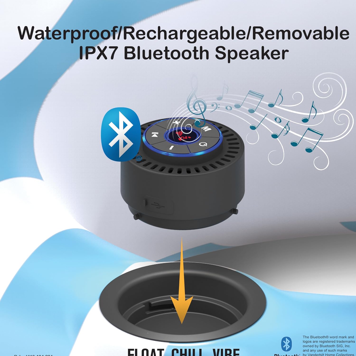 Inspired Living Motorized Inflatable Pool Float Lounger Tube, Bluetooth 5 IPX7 Waterproof Speaker, Pool & Lake Float with Mesh Bottom, Cup Holder, Backrest, Heavy-Duty Handles, 66W Motor