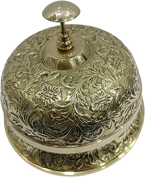 Solid Brass Victorian Service Desk Bell, Handcrafted