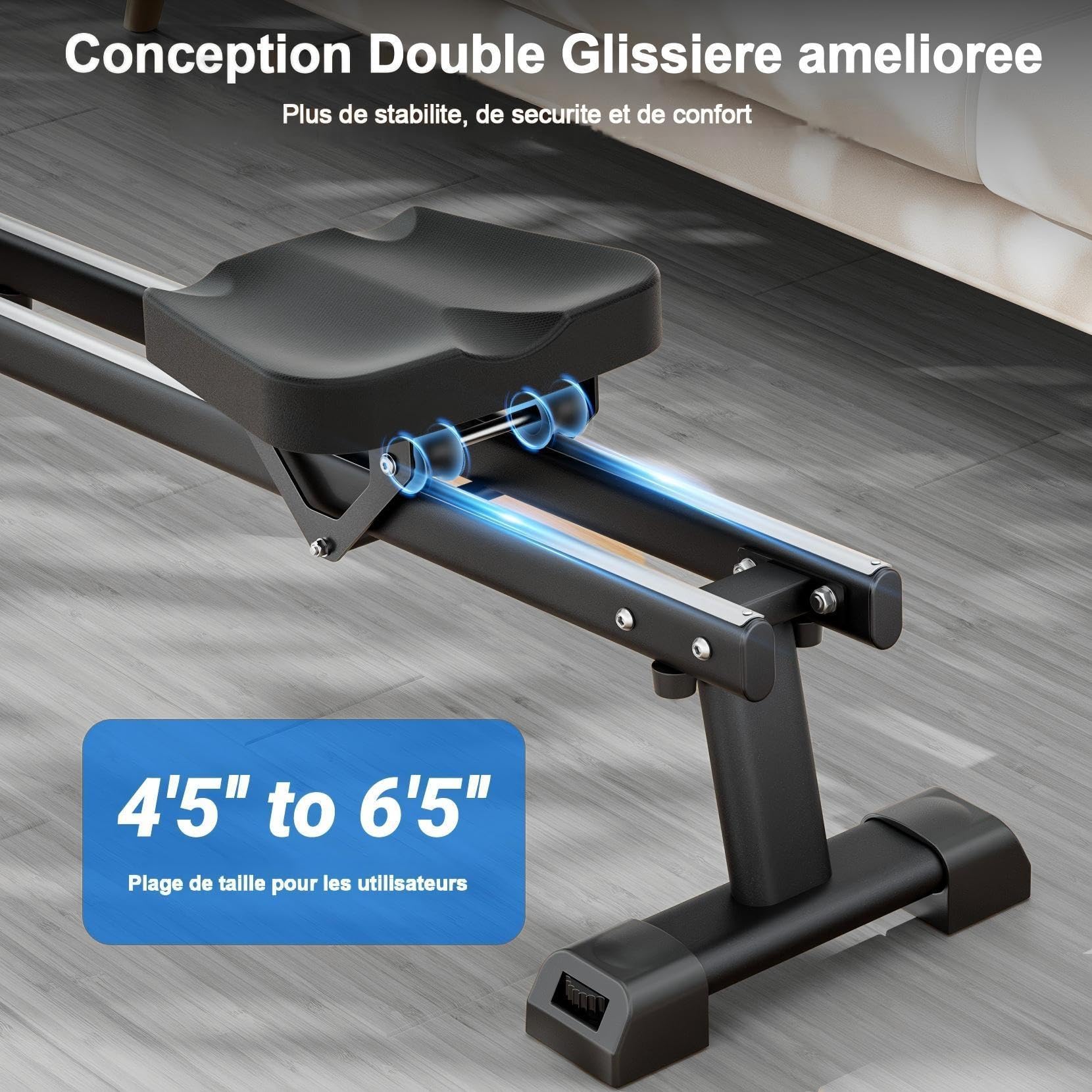 Rameur Pliable Magnétique 16 Niveaux Résistance Silencieux avec APP Support Tablette