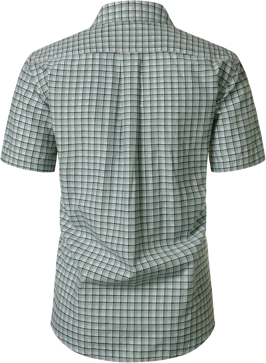 JEMITOP Mens Lightweight Slim Fit Short Sleeve Button Down Shirt Business Casual Plaid Dress Shirts with Pocket