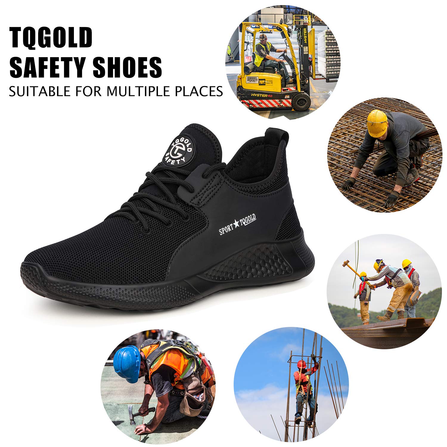 AONEGOLD Scarpe Antinfortunistica Uomo Donna Scarpe da Lavoro con Punta in Acciaio Leggere Traspiranti Antiscivolo Sportive di Sicurezza Scarpe