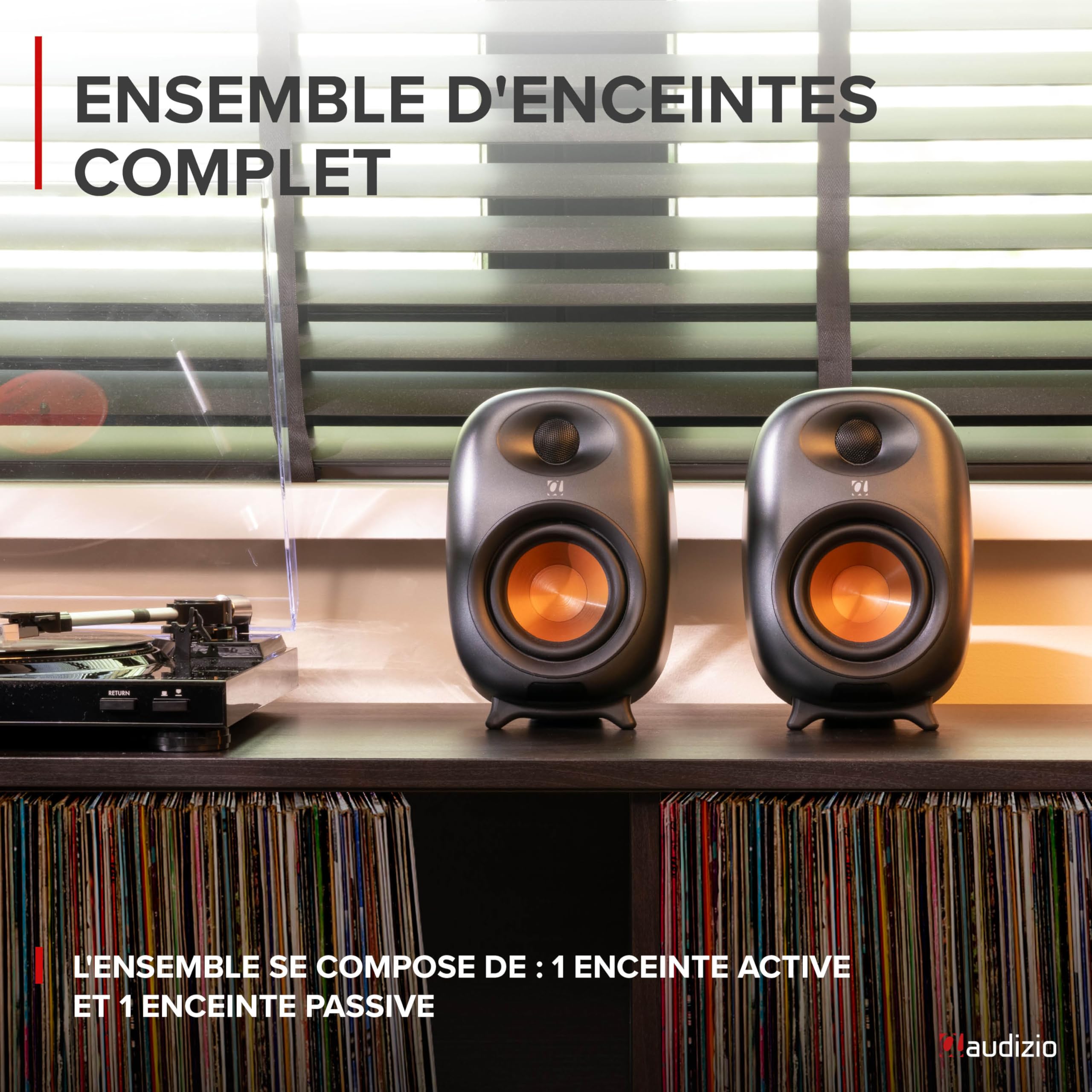 Audizio Pack RS80 - Enceintes PC & Studio Actives BT sans Fil 160 W Noir | DSP 3 Modes | Entrées RCA, USB, Optique | Son Clair et Puissant pour Bureau et Home-Studio