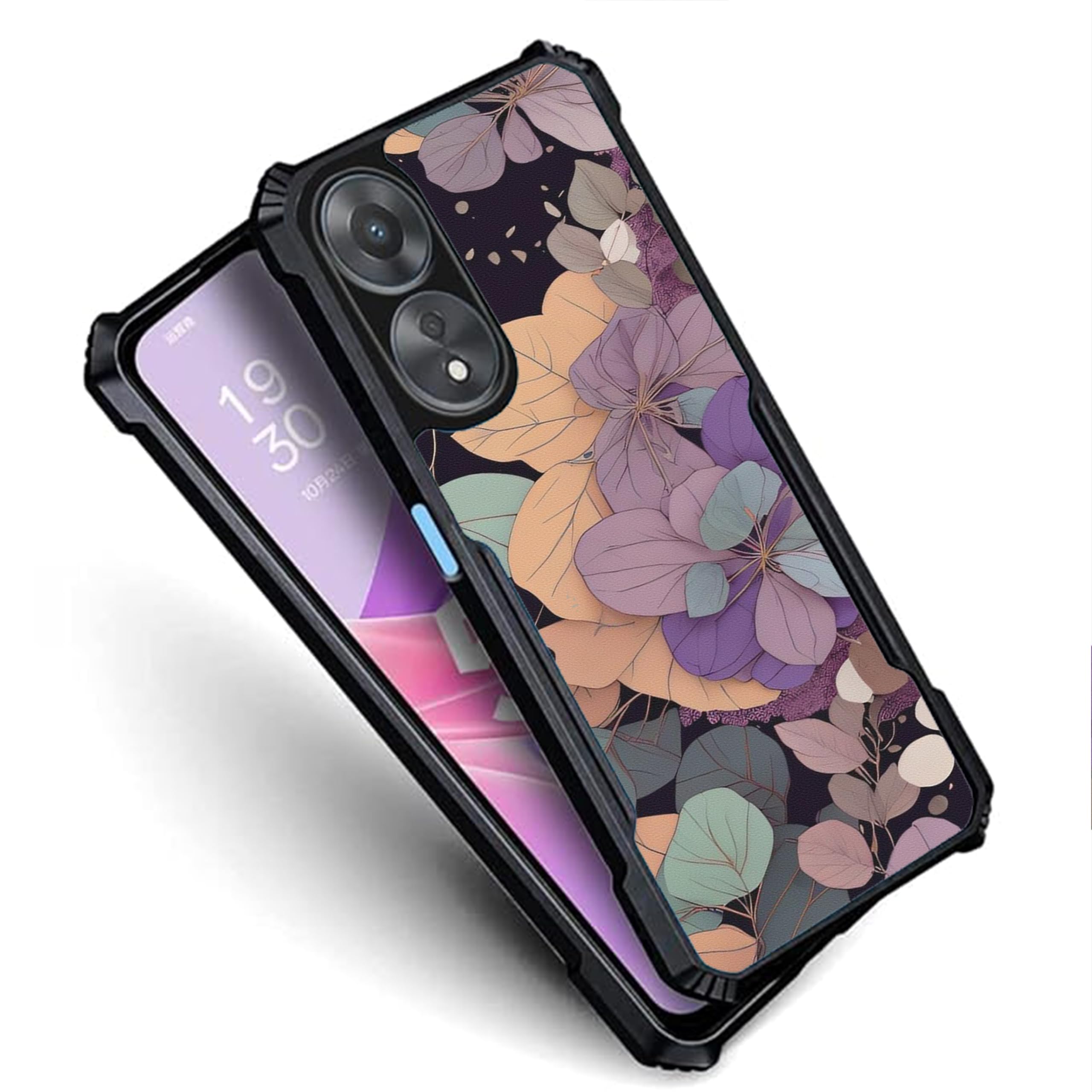 COBERTA Slim Shockproof 360 Degree Protection Design Back Cover Case for Oppo A58 | (Colorful Leaves Black Floral) (B0CN5D71TB) Amazon Price History, Amazon Price Tracker
