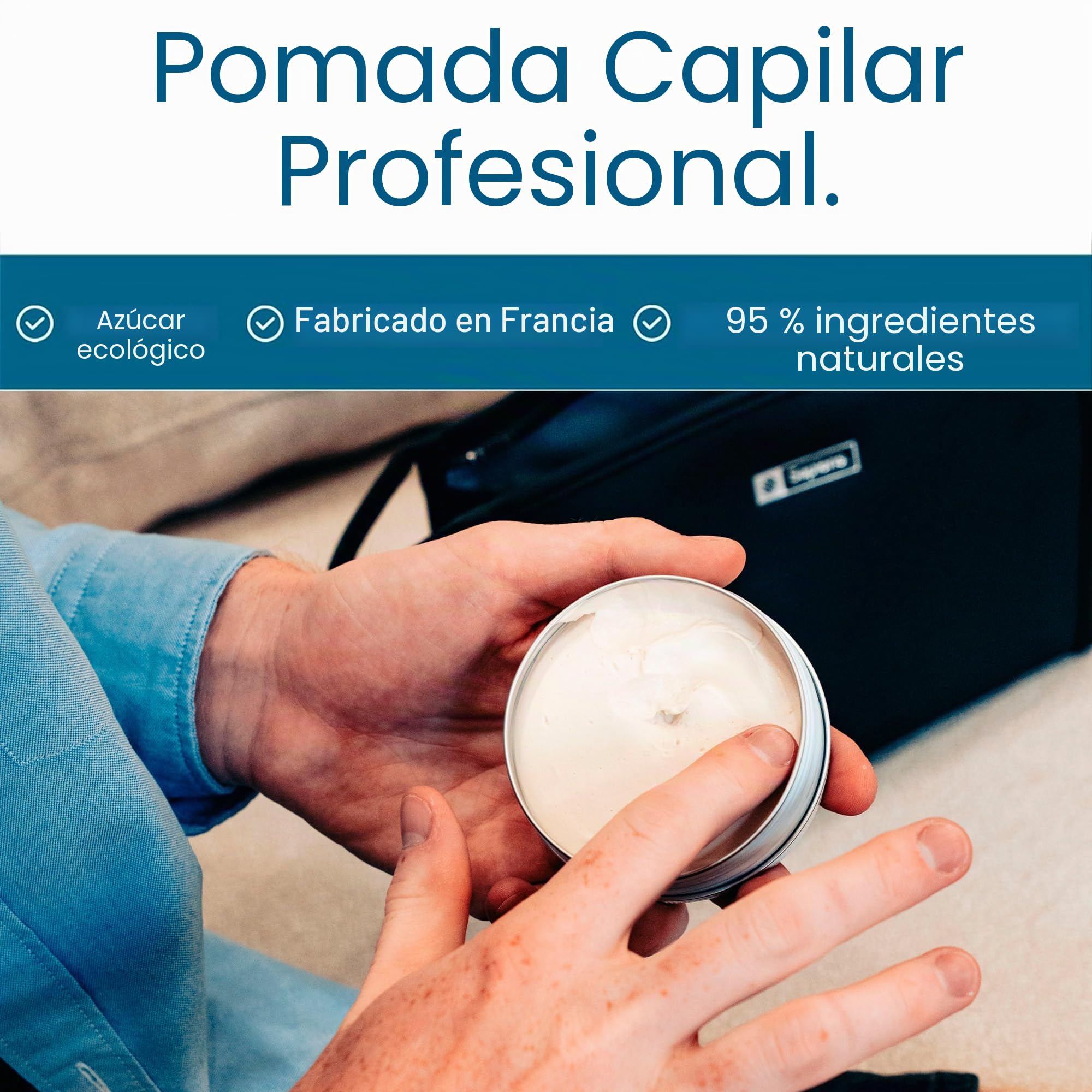 Sapiens Cera Pelo Hombre 80 ml - Cera Mate Orgánica Fabricada en Francia - Perfume fresco y mentolado - Fórmula de Calidad Profesional