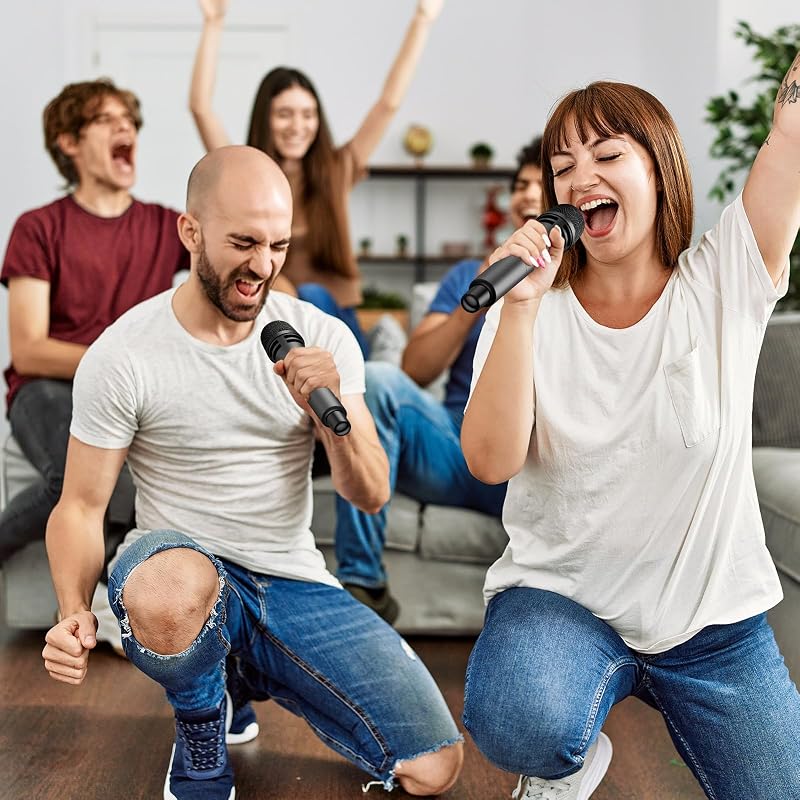 Set microfoane wireless de mână TONOR TW320, 2 buc. UHF dinamice, gri, cu receptor reîncărcabil jack 6,35 mm, 60 m, 5 canale, pentru karaoke și DJ