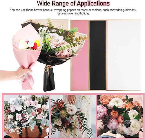 Miniatura 2 de Tofficu 60 hojas de papel de regalo de flores, papel de regalo floral con borde dorado para boda, manualidades, regalo, florería, bouquet, embalaje,