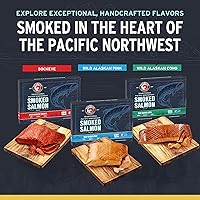 Vista 5 de SeaBear Trío de salmón ahumado de 18 onzas (3 x 6 onzas) - Filetes de regalo Wild Alaska Sockeye, Wild Alaska Sockeye, Wild Pink & Coho, estable