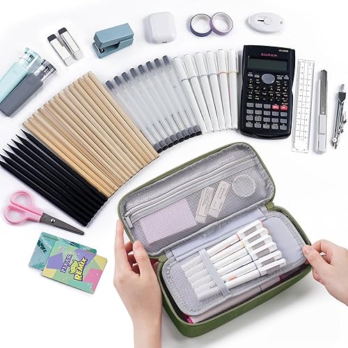 Vista 51 de WEMATE Estuche grande para lápices, bolsa para lápices de gran capacidad, bolsa de almacenamiento de alta capacidad, organizador de caja, estuche