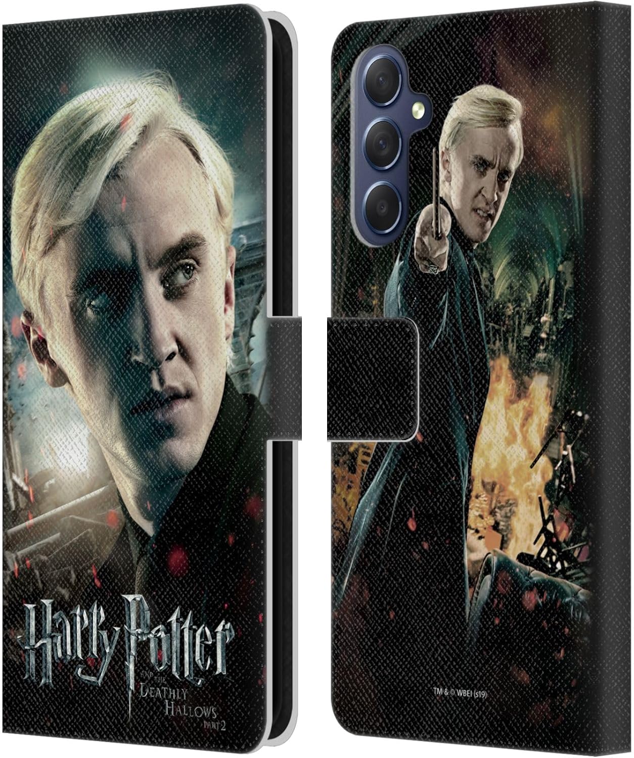 Head Case Designs Officially Licensed Harry Potter Draco Malfoy Deathly Hallows VIII Leather Wallet Case Compatible with Samsung Galaxy M54 5G