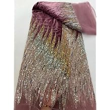 Fleece Lace Fabric Beaded Nigerian Sequins African for Women Wedding Dresses Party Outfits Sewing DIY Craft Projects