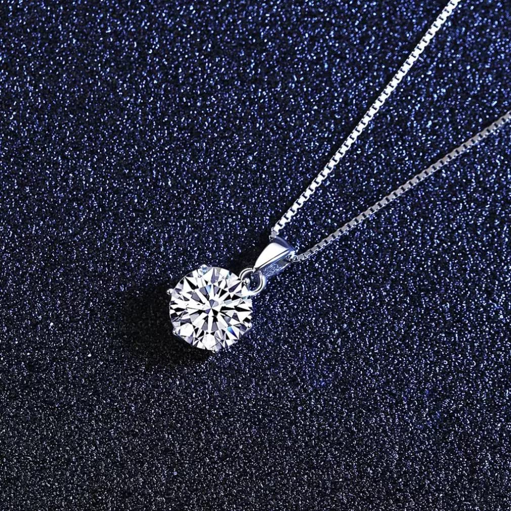 Collar con Colgante de moissanita de 1 CT para Mujer, Compromiso de Boda, Diamante, joyería de Plata de Ley 925, Collares