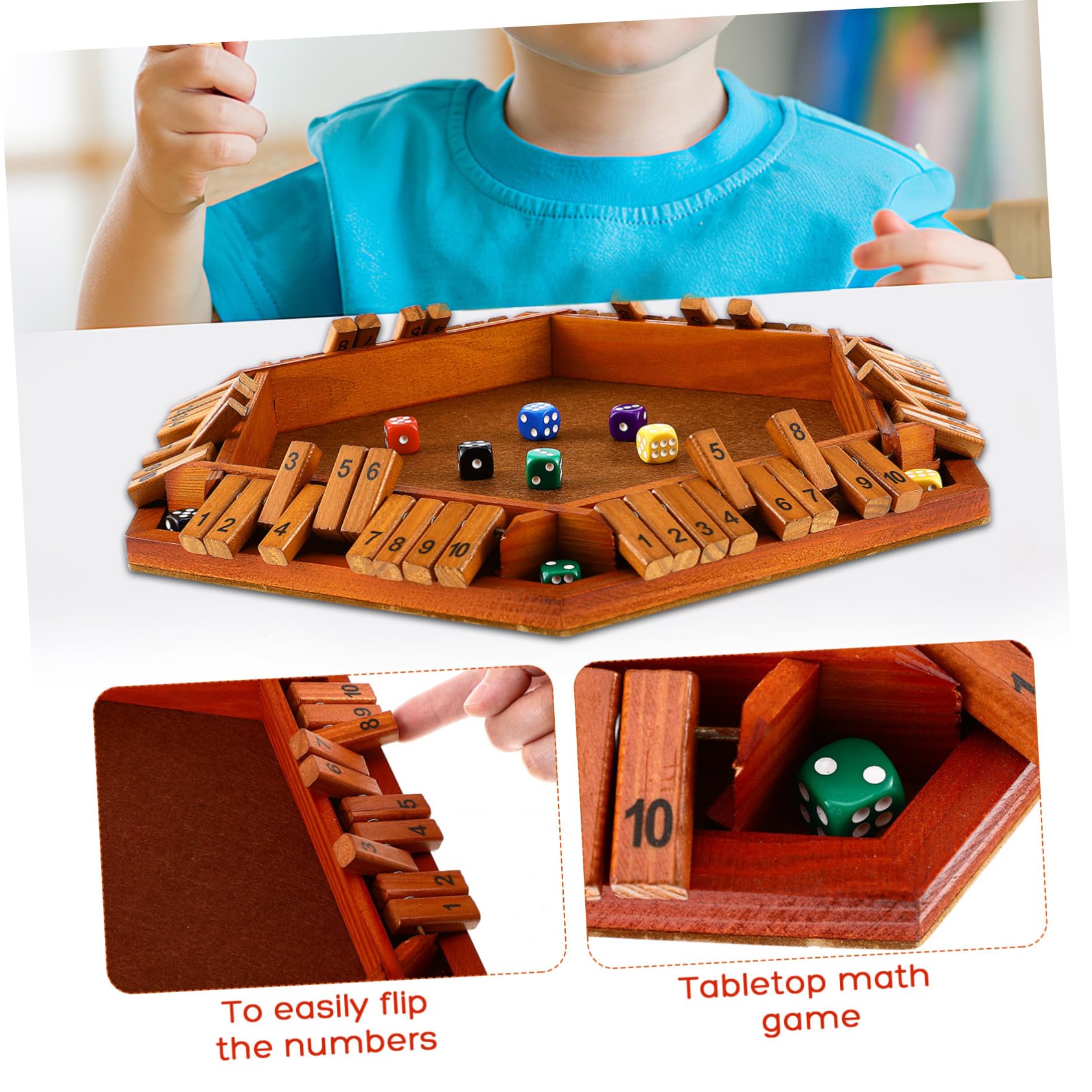 Shut The Box Gioco da Tavolo in Legno Marrone, Gioco Matematica