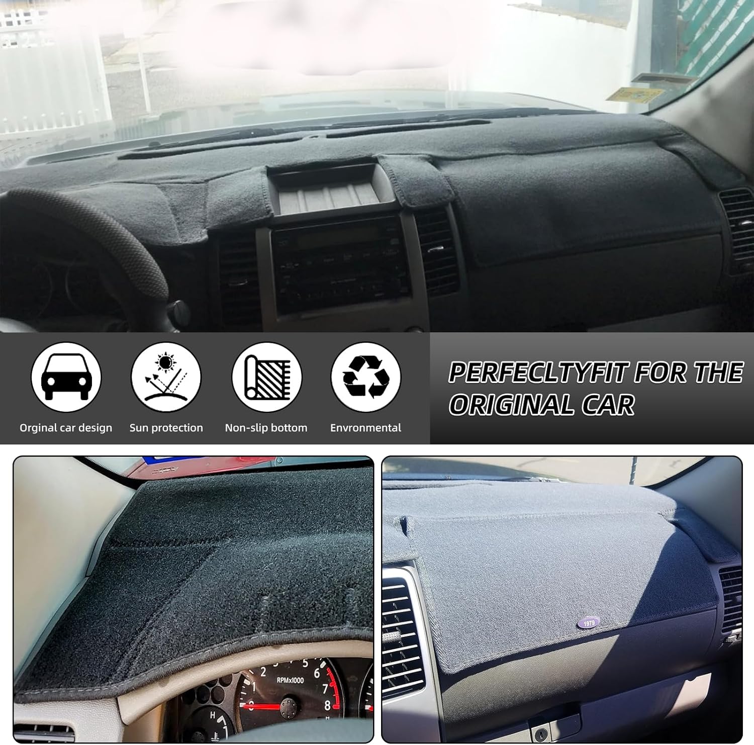 Dash Cover Mat Pad Carpet Custom Fit for Nissan Frontier 2005-2021/Xterra 2005-2015/Pathfinder 2005-2012, 2009-2012 Suzuki Equator Dashboard Pad Cap Carpet Protector (05-21 Dark Gray)
