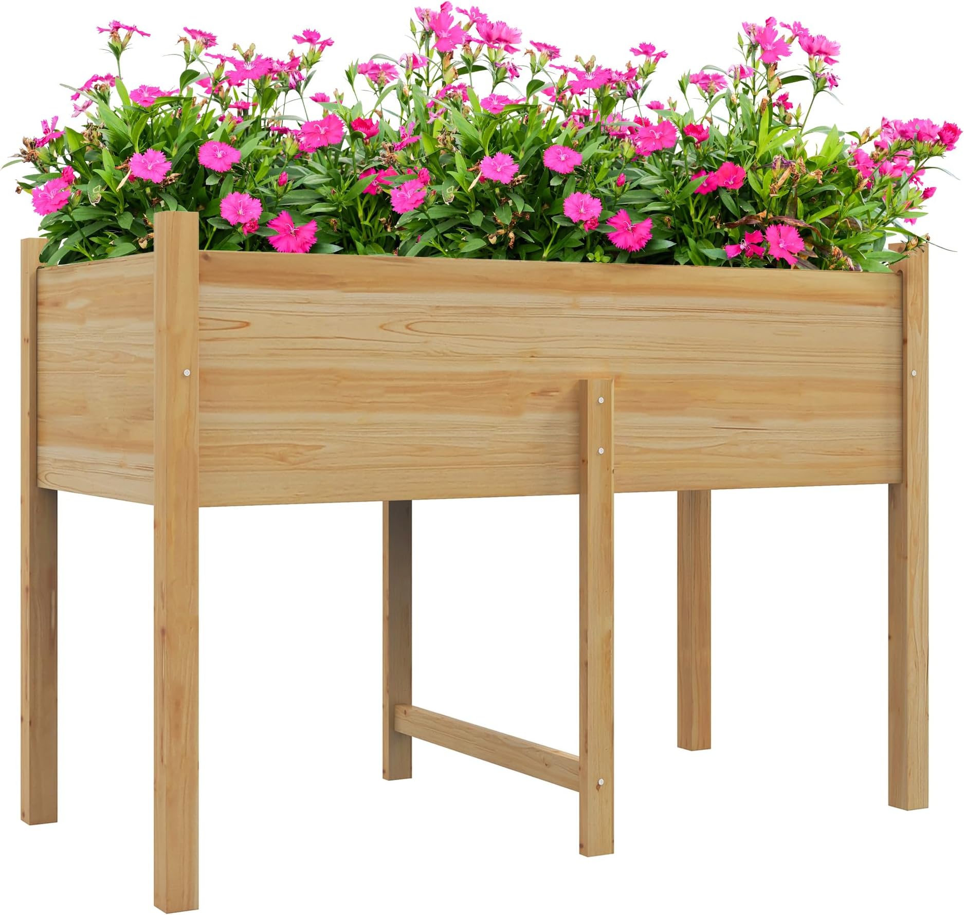 Aiuola Rialzata In Legno Di Abete - 3 Livelli, 161x43x104 Cm, Con Ripiano E Fori Di Drenaggio - Foto 3