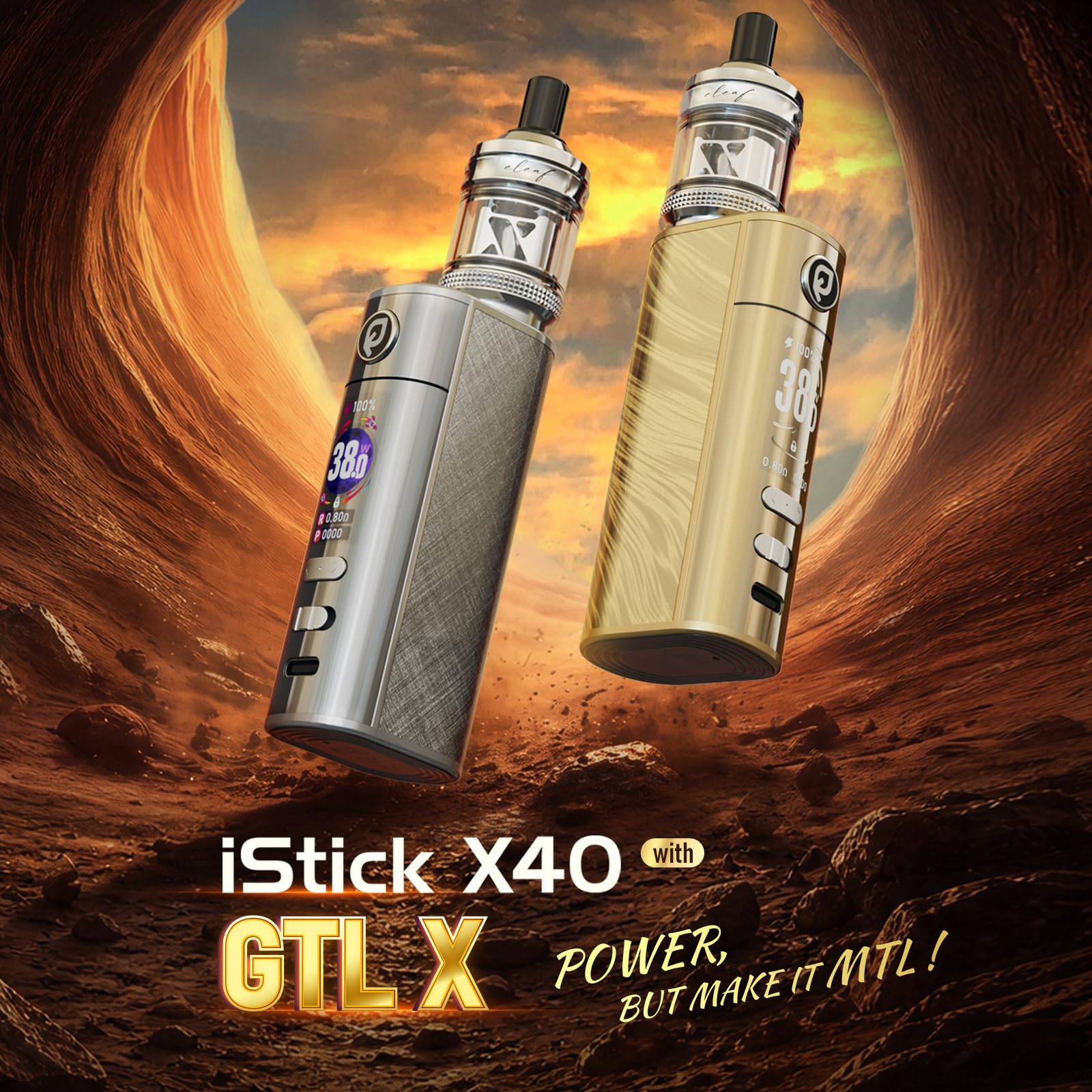 Eleaf iStick X40 + GTL X Tank Kit 3000mAh 40W vape mit austauschbarem Akku nikotinfrei Schwarz