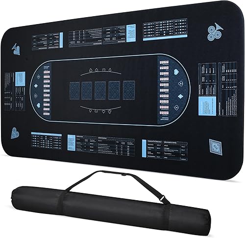 RUNNING HOT Exclusivo tapete de póquer profesional 70 x 35 pulgadas, antideslizante, duradero, diseño plegable con guía de probabilidad de póquer,