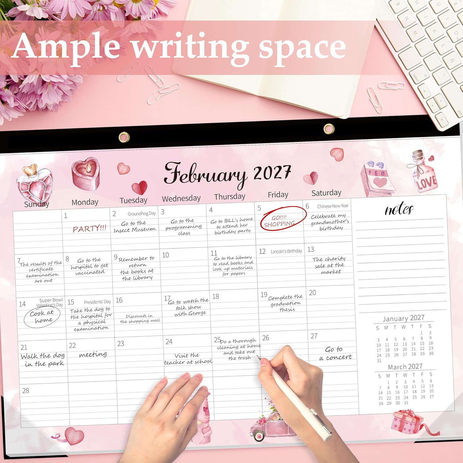 GuassLee Extra Large Desk Calendar 2026-2027 - 19 Months 20" x 30" Jumbo Desk Calendar from Jun. 2026 to Dec. 2027, Large Monthly Planner with Watercolor Design for Office School Home Organizing