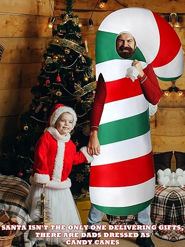 Miniatura 7 de Disfraz de árbol de Navidad para hombre, disfraz de bastón de caramelo, traje de Navidad para adultos para fiesta (bastón de caramelo)