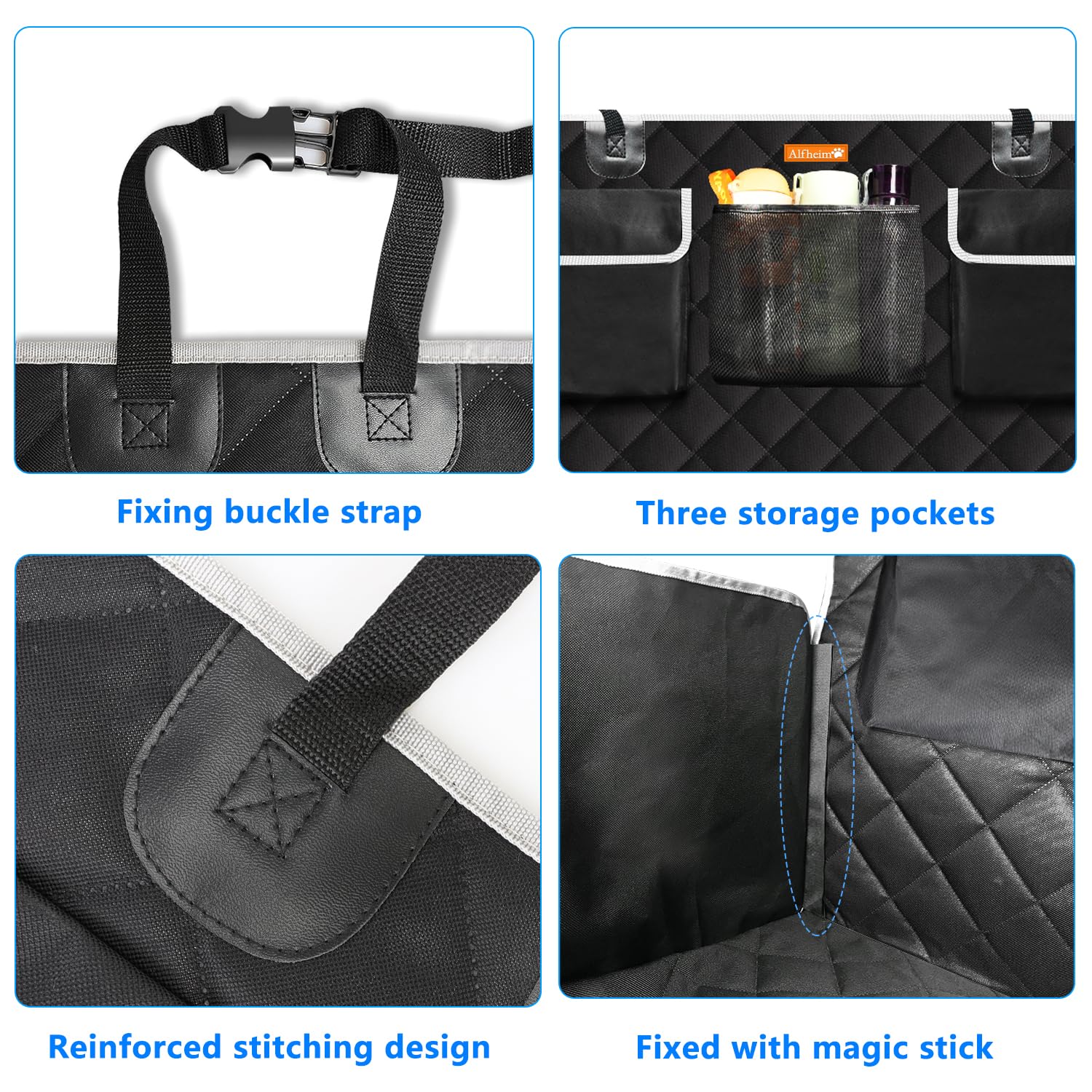 Alfheim Car Boot Liner Protector dla psa, odporny na łzy i wodoodporny, bezpoślizgowy umywalny pies tylne siedzenie z ochroną boczną uniwersalną dla samochodów, nieruchomości, ciężarówek, SUV
