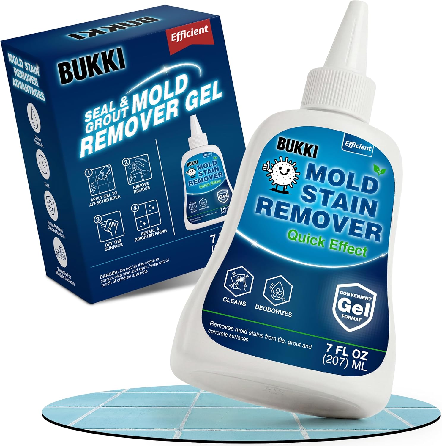 BUKKI Mold Stain Remover Gel 150g 7 FL OZ, Thick Cleaning Gel for Shower Grout, Washer Seals, Walls Caulk, Bathroom Stain Cleaner and Stain Support Surface Gel