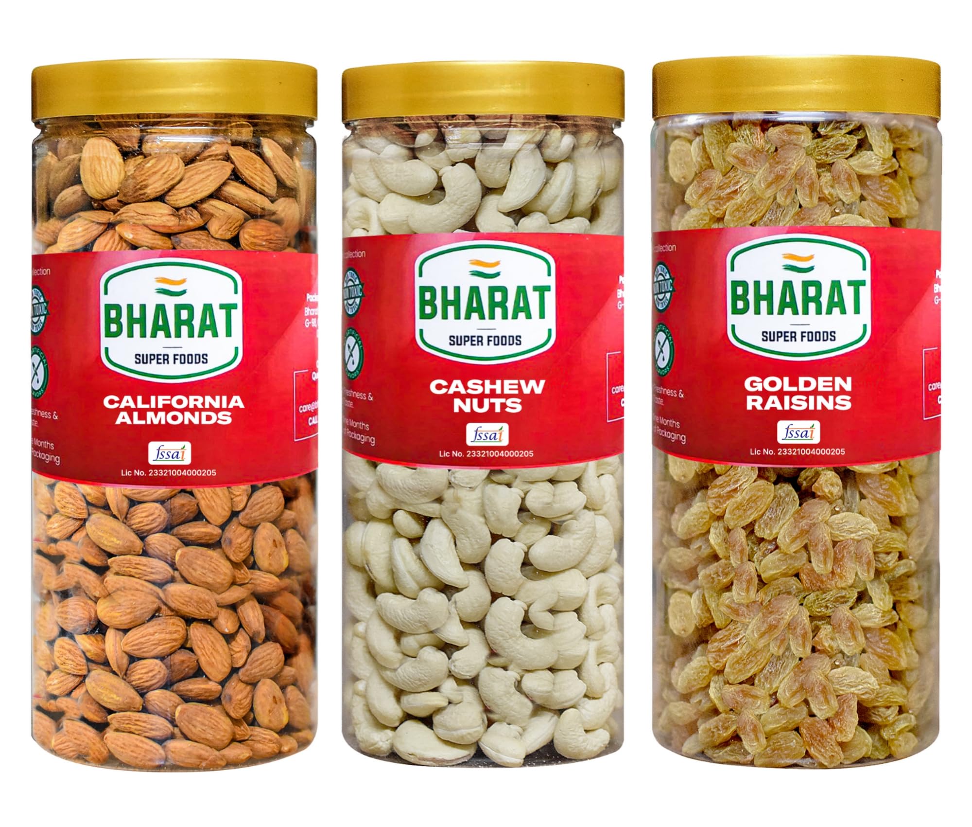 Bharat Super Foods Premium Dry Fruits Combo Pack, California Almonds, Cashew Nuts W320, Golden Raisins - 500gm Each - (1.5kg) (B09MJCXK24) Amazon Price History, Amazon Price Tracker