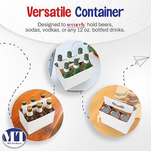 Miniatura 29 de MT Products 4 soportes para botellas de cartón kraft de 12 onzas. Portabotellas de cerveza o soda para un transporte seguro y fácil, paquete de 4