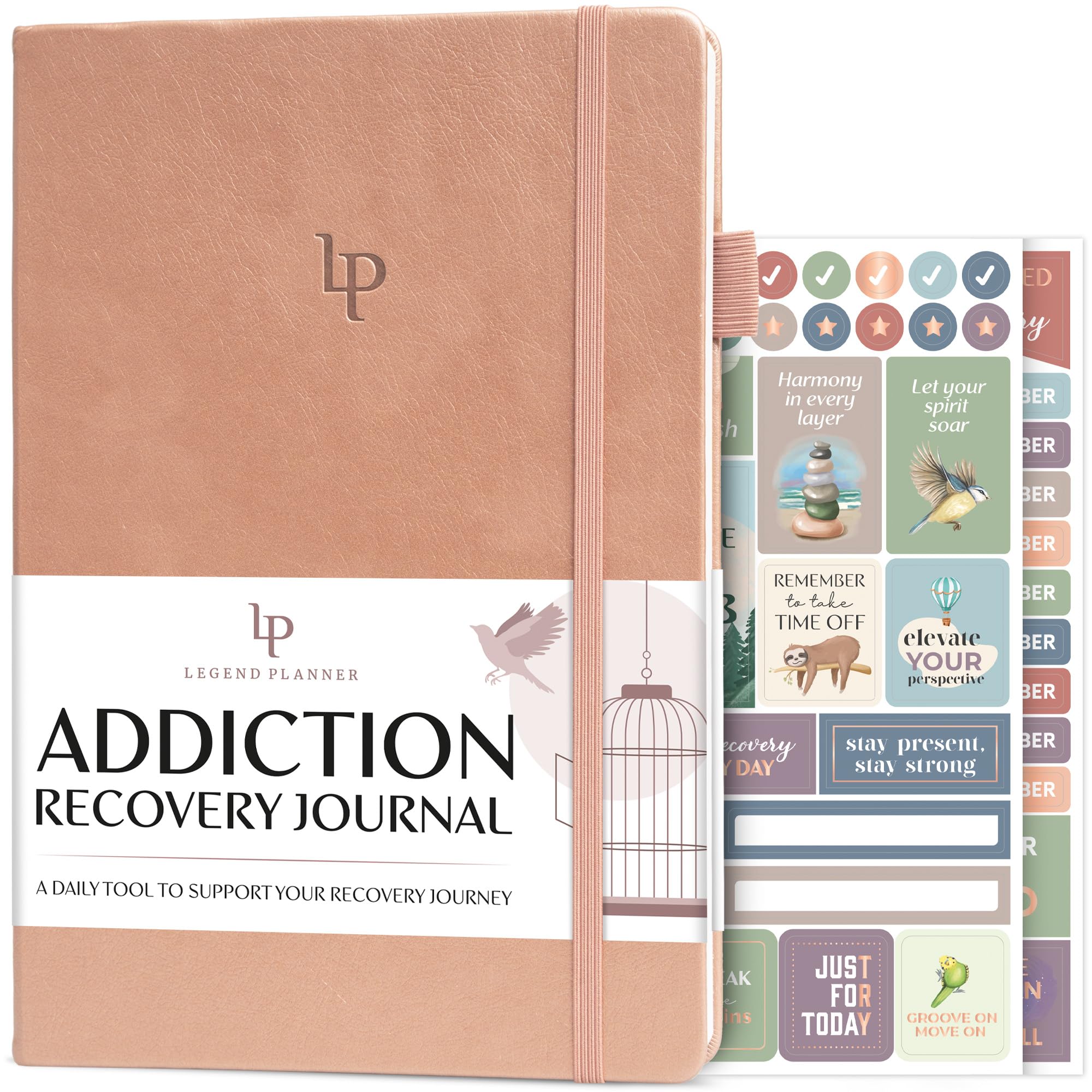 Legend Addiction Recovery Journal – Guided Daily Self-Help Workbook for Women & Men – Best Sobriety Gifts, Works with 12 Steps & AA (Rose Gold)
