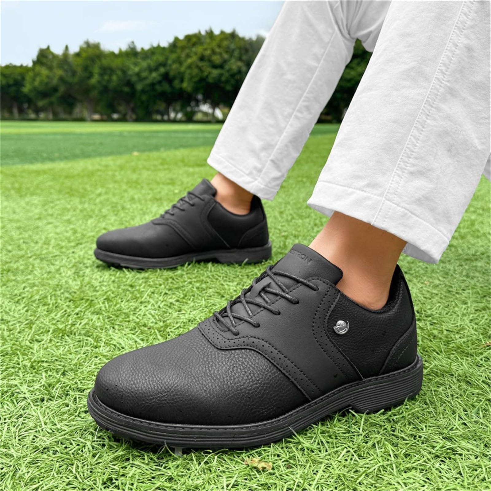Herren-Golfschuhe, Schnürschuhe, elegant, lässig, Übergröße, Anzugschuhe | Wasserdichte rutschfeste Golfschuhe, modisch, Business, Freizeit, bequem, atmungsaktiv, Walking-Turnschuhe für das tägliche